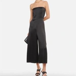 Strapless Hammered-Satin Jumpsuit